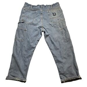 Real Work Wear Jeans Mens 36x27 Blue Carpenter Fleece Lined Work Pants Utility